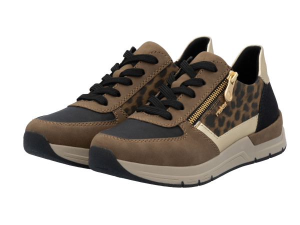 Rieker Damen Sneaker wood/schwarz/lightgold