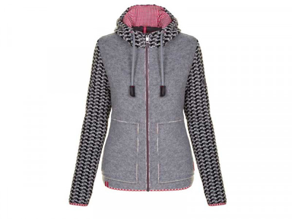 Almgwand Damen Strickfleece Jacke Baumgartgeier grau