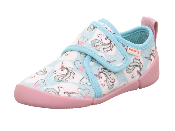 Superfit Mädchen Hausschuh Venti pink/hellblau Klett