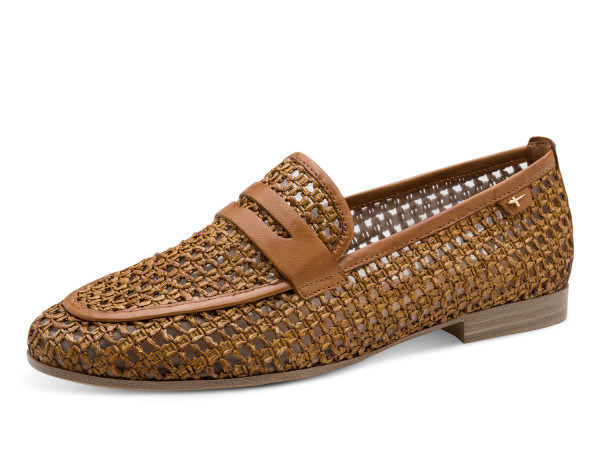 Tamaris Damen Slipper cognac/Flecht