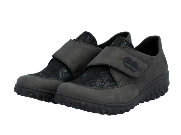 Rieker Damen Slipper anthrazit/Klett