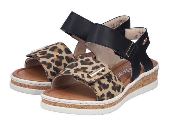 Rieker Damen Sandale beige/schwarz