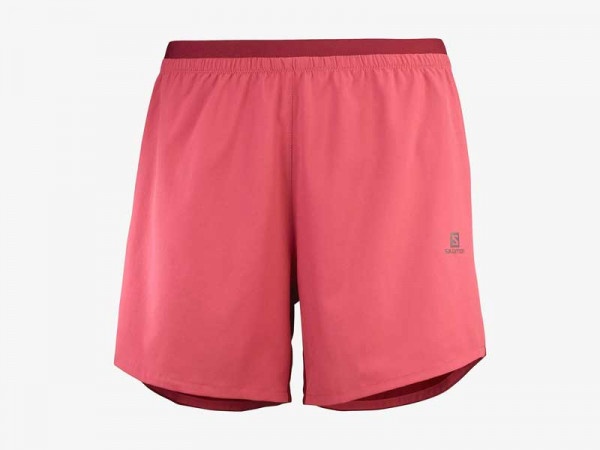 Salomon Damen Laufshort Cross 5 rot