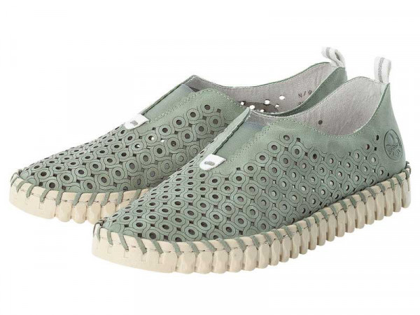 Rieker Damen Slipper mint/weiss