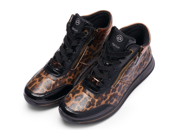 Ara Schnürstiefelette Damen Sneaker High Osaka schwarz/nuts