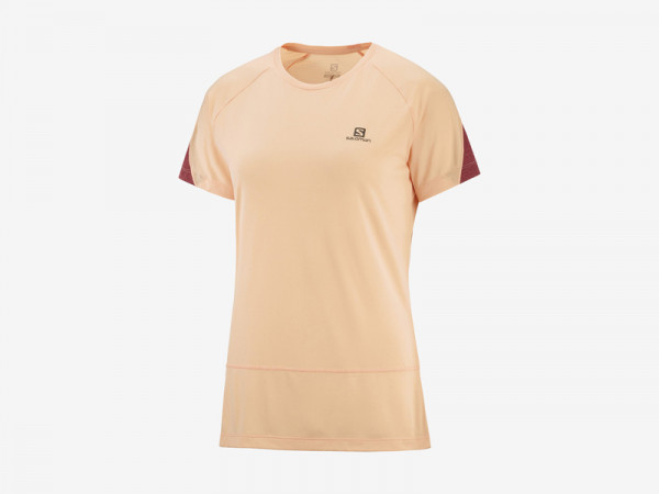 Salomon Damen Laufshirt Cross Run apricot