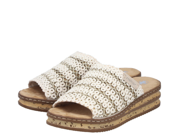 Rieker Damen Pantolette creme-gold/ginger