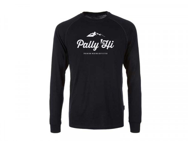 Pally Hi Herren Merino Langarm Shirt Classic Peak Logo blau