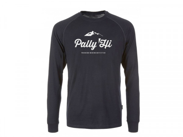 Pally Hi Herren Merino Langarm Shirt Classic Peak Logo blau