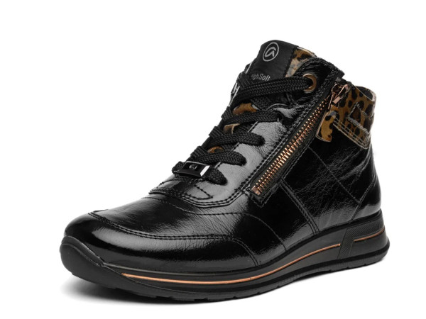 Ara Damen Sneaker High Osaka schwarz/leo/patent