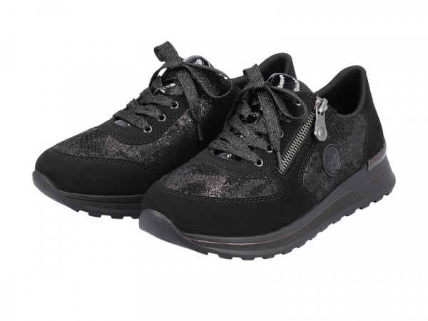 Rieker Damen Schnürschuh schwarz/metallic