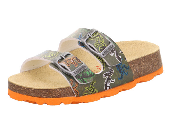Superfit Kinder Bio-Pantolette grün/mehrfarbig